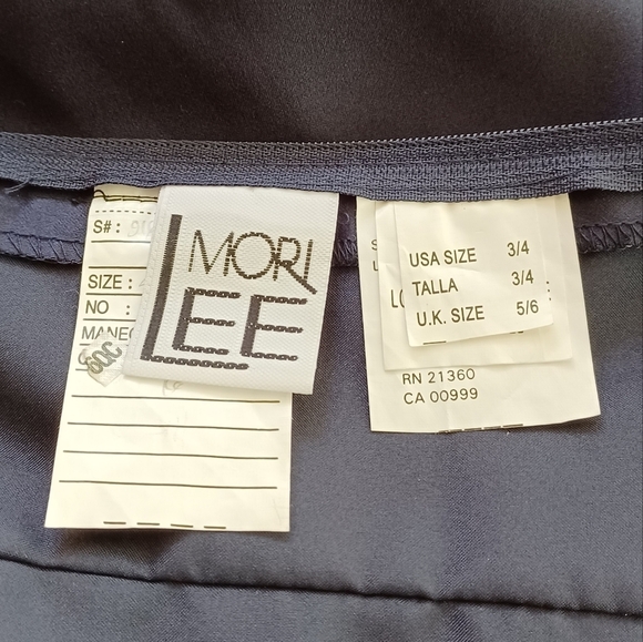 Mori Lee Satin Blue Mother of The Bride Floor Length Evening Gown - Picture 10 of 16